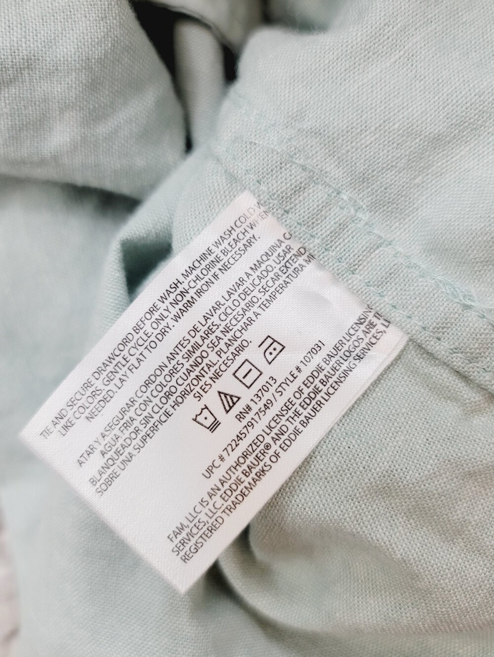Eddie Bauer Linen-Blend Pull-On Cuffed Drawstring Utility Shorts in Mint Size M - Picture 7 of 9